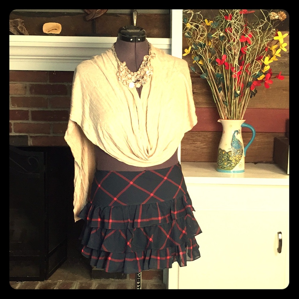 NWNT M Navy Blue Tommy Girl Plaid Ruffle Skirt